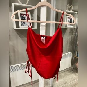 Dynamite Red Satin Cowl Neck Camisole